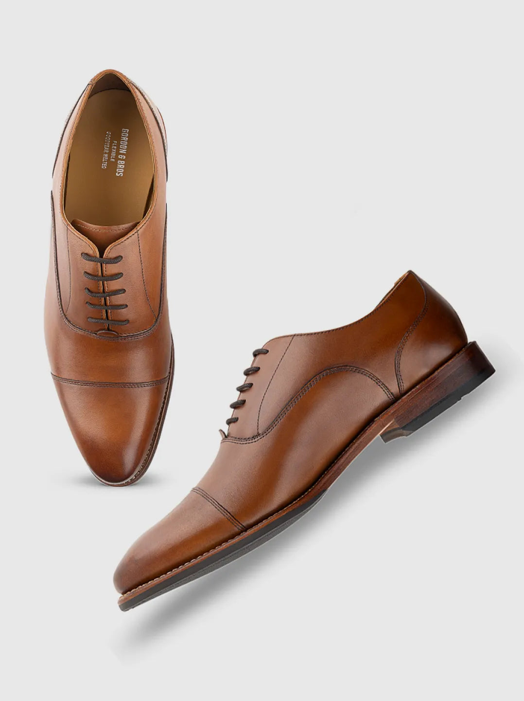 TAN MEN TOE CAP OXFORD LACE UP SHOES | 5092TAN
