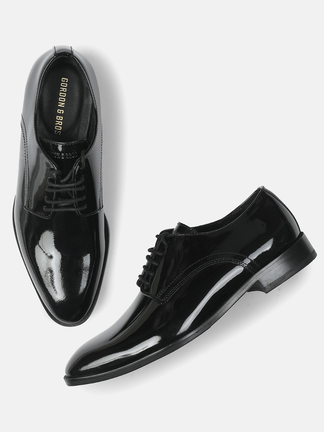 PATENT BLACK MEN PLAIN VAMP DERBY LACE UP SHOES | 625635 PATENT BLACK