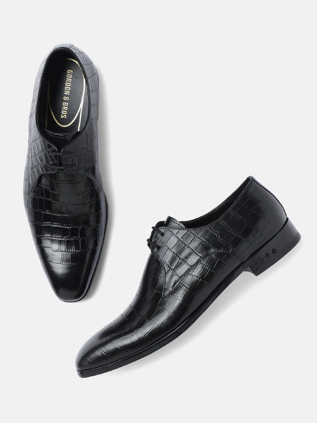BLACK MEN DERBY LACE UP SHOES