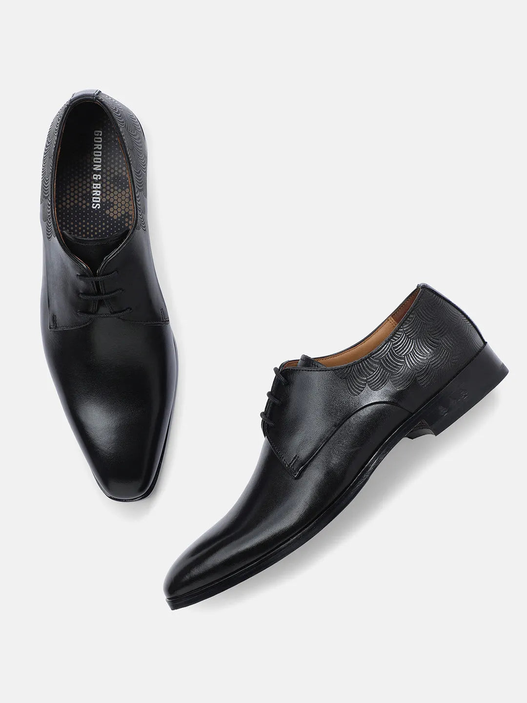BLACK MEN DERBY LACE UP SHOES