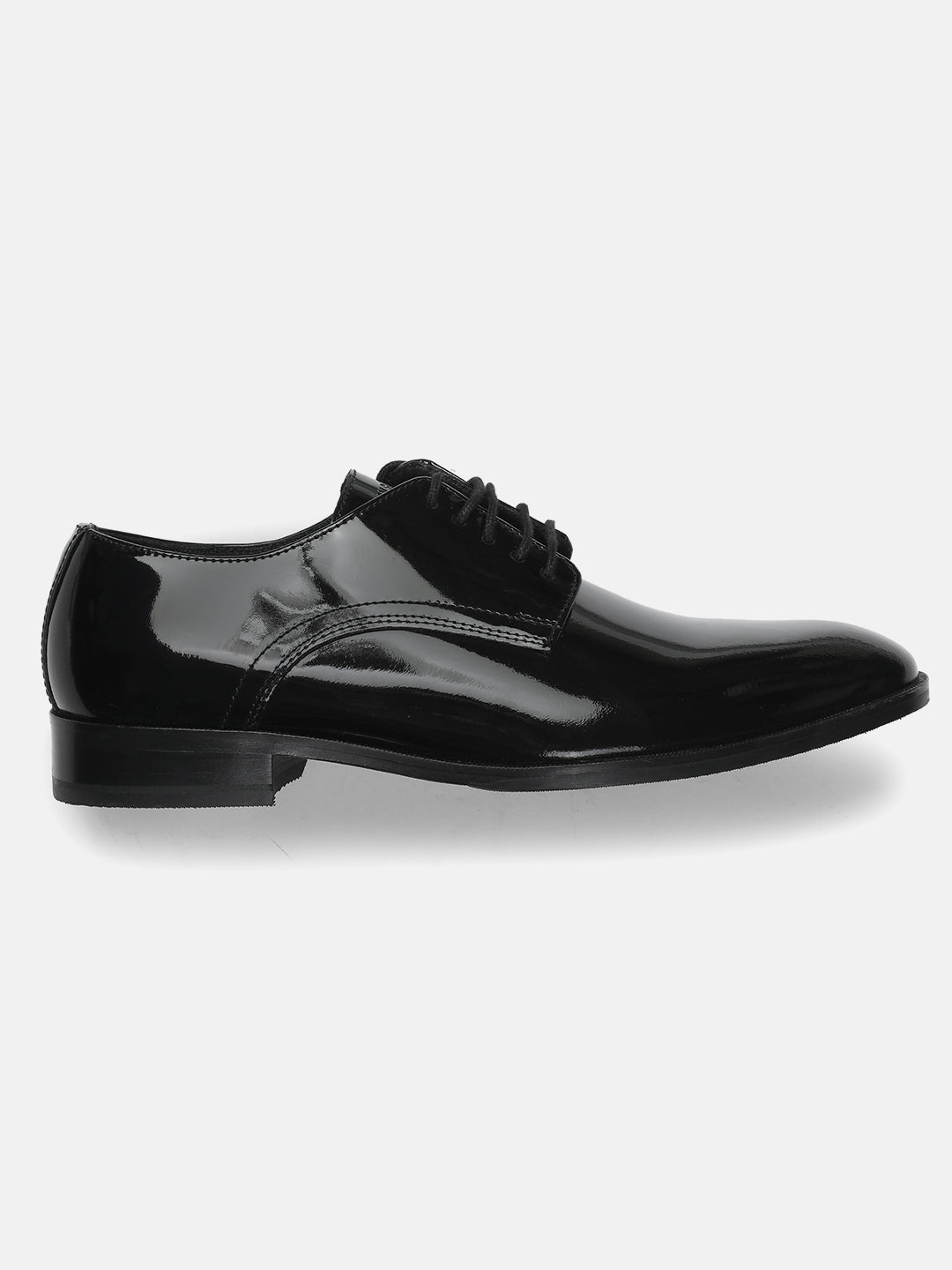 PATENT BLACK MEN PLAIN VAMP DERBY LACE UP SHOES | 625635 PATENT BLACK