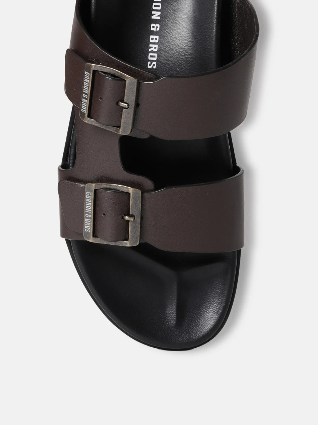 DUAL STRAP LEATHER SANDALS | 40 BROWN