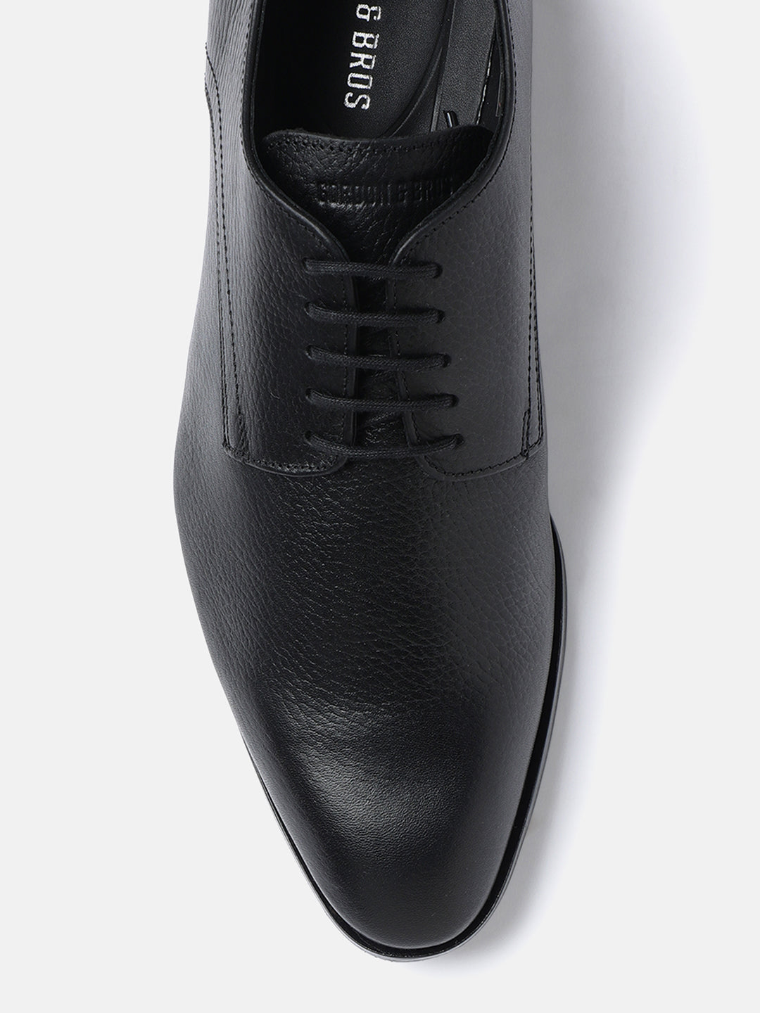 FINE MILLED BLACK MEN DERBY LACE UP SHOES | 636FINE MILLED BLACK