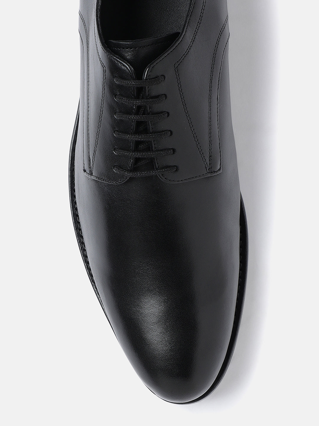 ADIGO BLACK MEN PLAIN VAMP DERBY LACE UP SHOES | 2320ADIGO BLACK