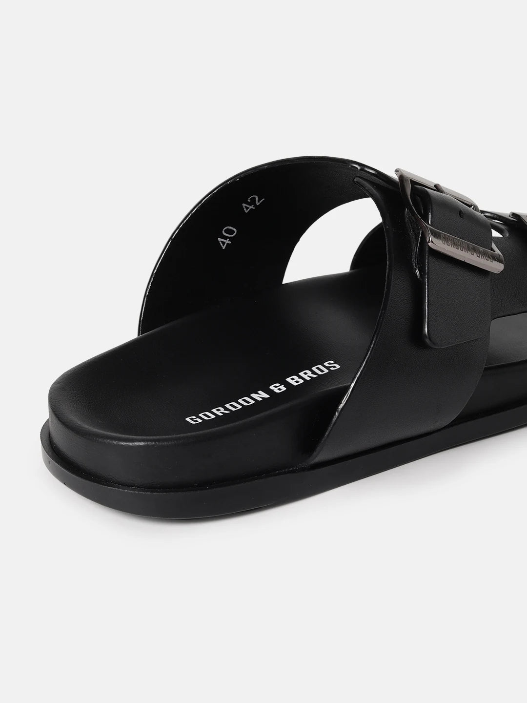 BUCKLE STRAP LEATHER SANDALS | 40 BLACK