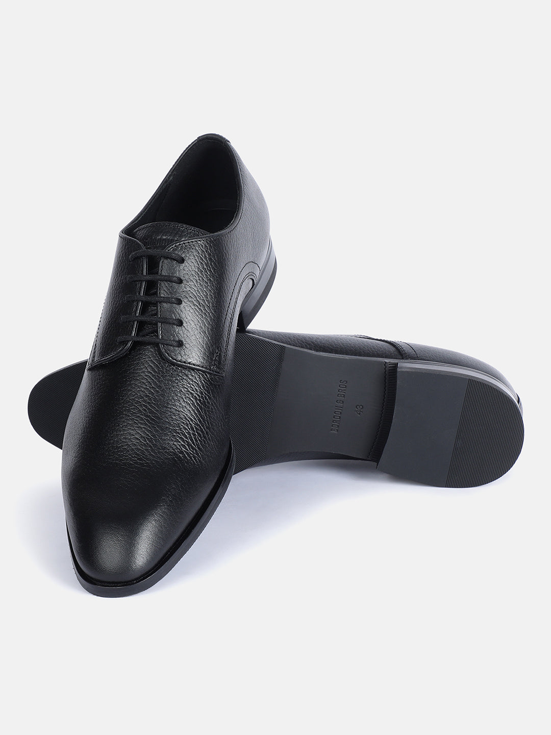 FINE MILLED BLACK MEN DERBY LACE UP SHOES | 636FINE MILLED BLACK