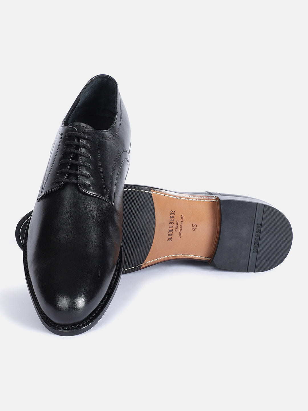 ADIGO BLACK MEN PLAIN VAMP DERBY LACE UP SHOES | 2320ADIGO BLACK