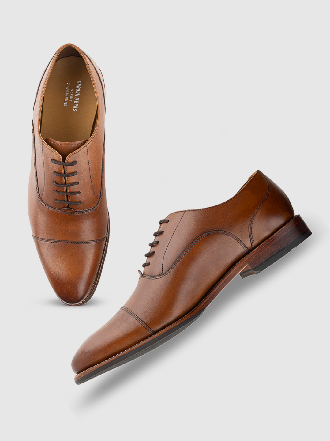 TAN MEN TOE CAP OXFORD LACE UP SHOES | 5092TAN