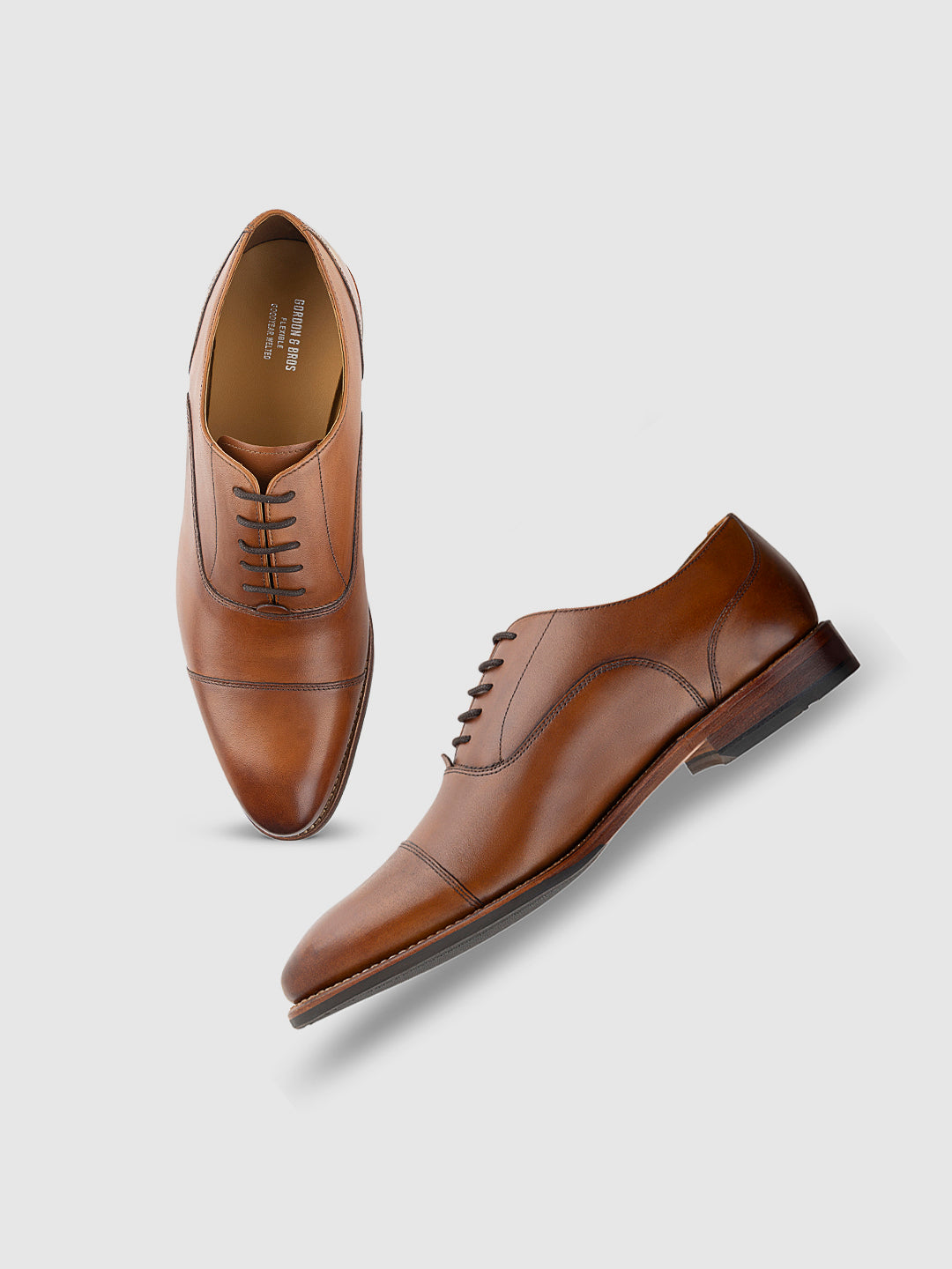 Gordon & Bros Tan Men Toe Cap Oxford Lace Up Shoes