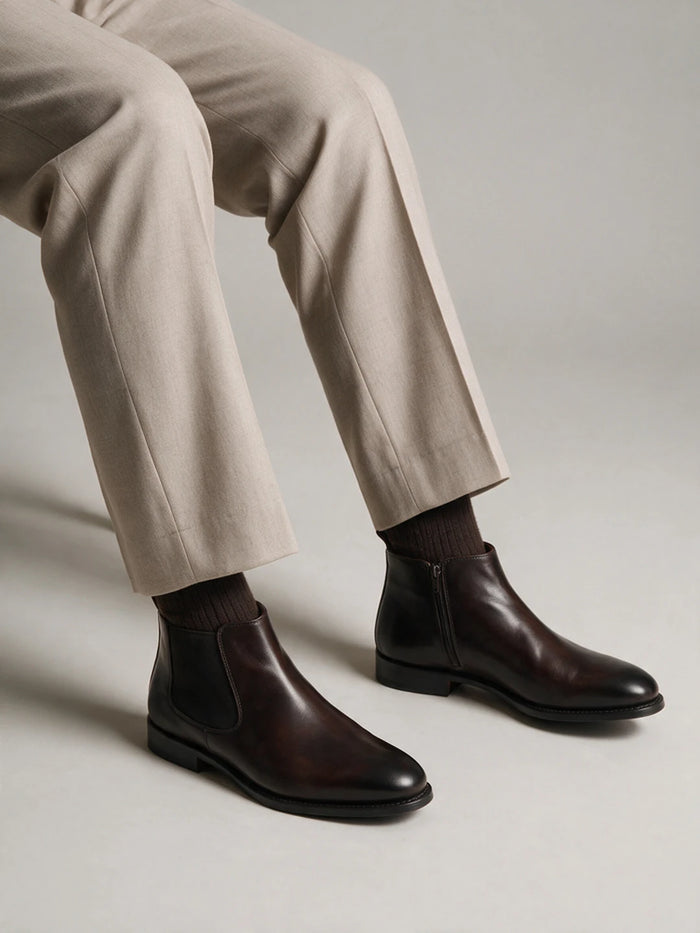 CHELSEA LEATHER BOOTS | 1776 ADIGO BROWN
