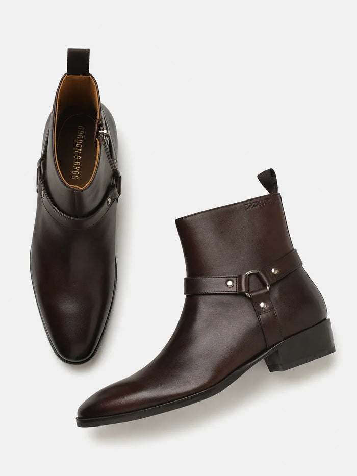 LEATHER HARNESS BOOTS | 5034 BROWN