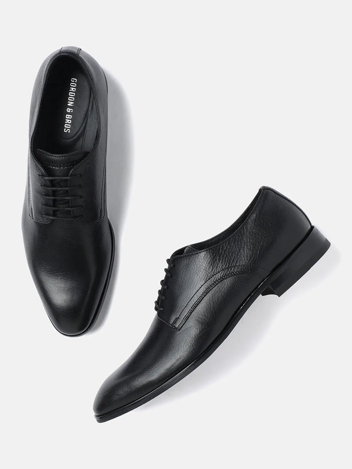 MILLED LEATHER DERBY SHOES | 636 MILLED BLACK HEAVY