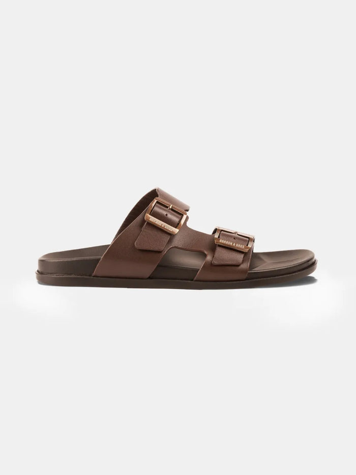 DUAL STRAP LEATHER SANDALS | 40 BROWN