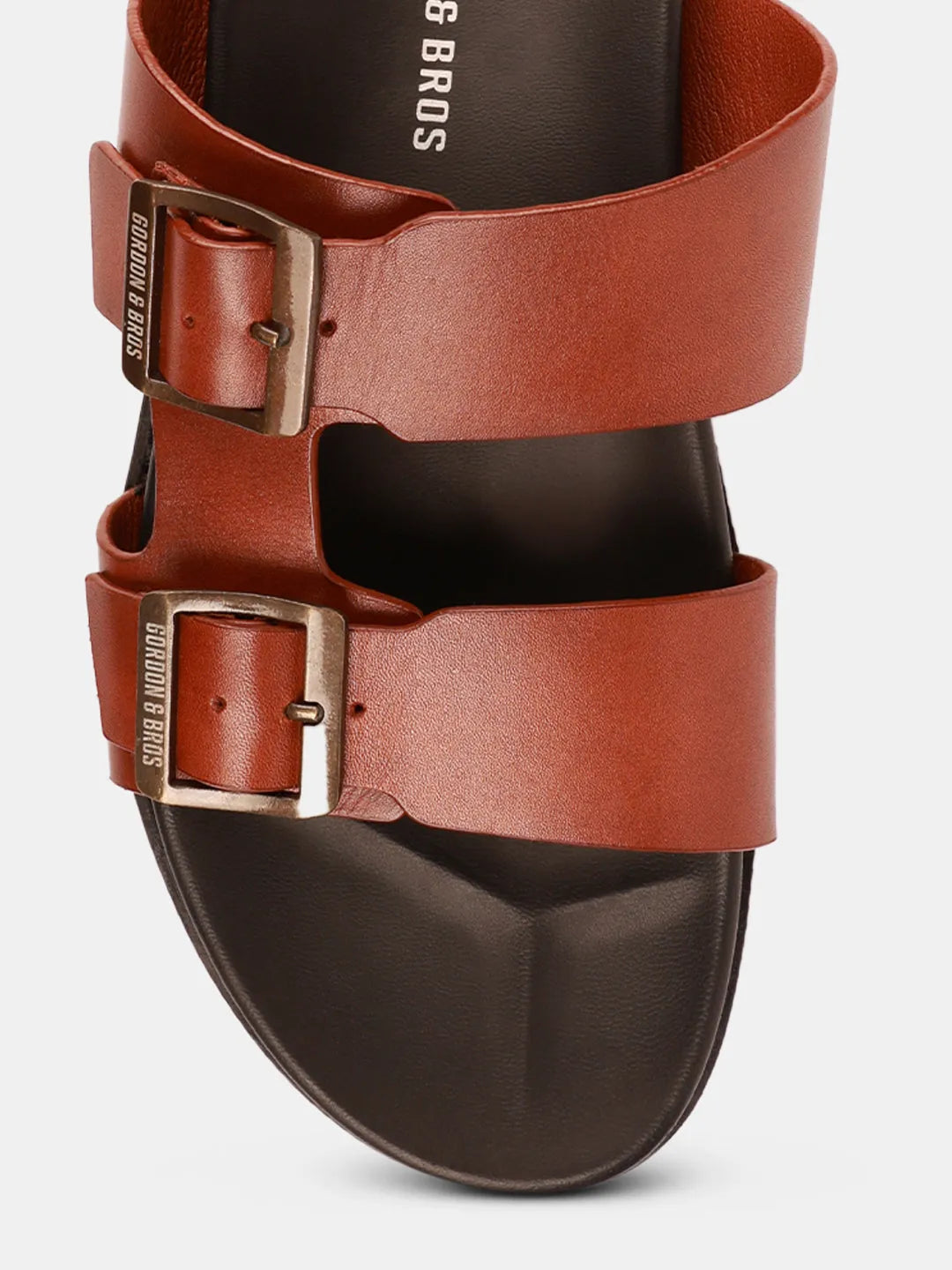 DOUBLE BUCKLE LEATHER SANDALS | 40 TAN