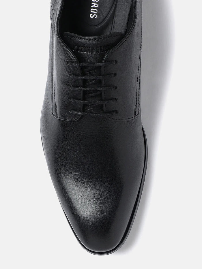 MILLED LEATHER DERBY SHOES | 636 MILLED BLACK HEAVY