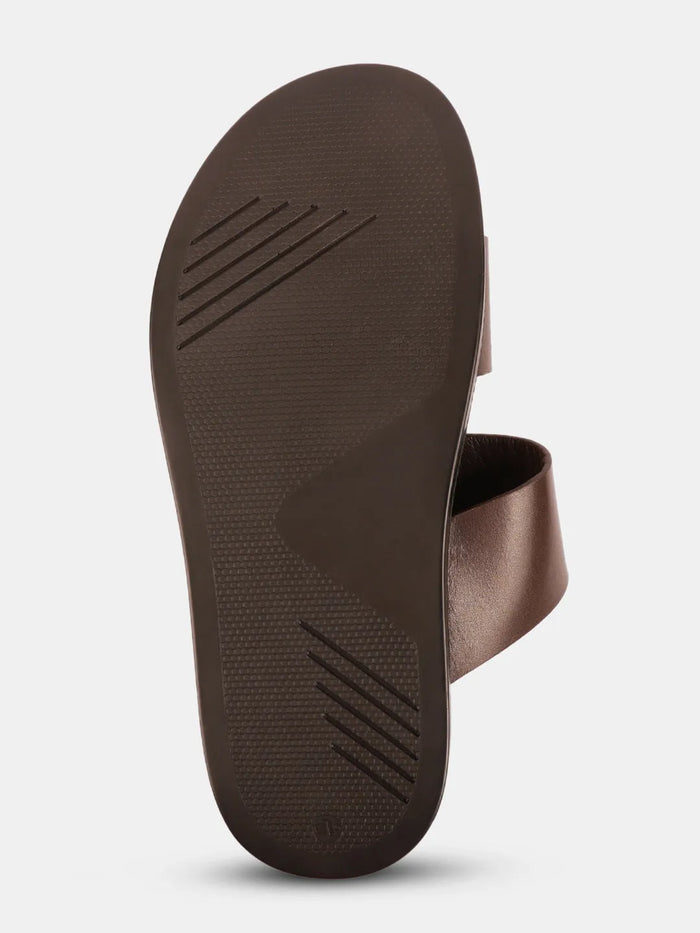 DUAL STRAP LEATHER SANDALS | 40 BROWN