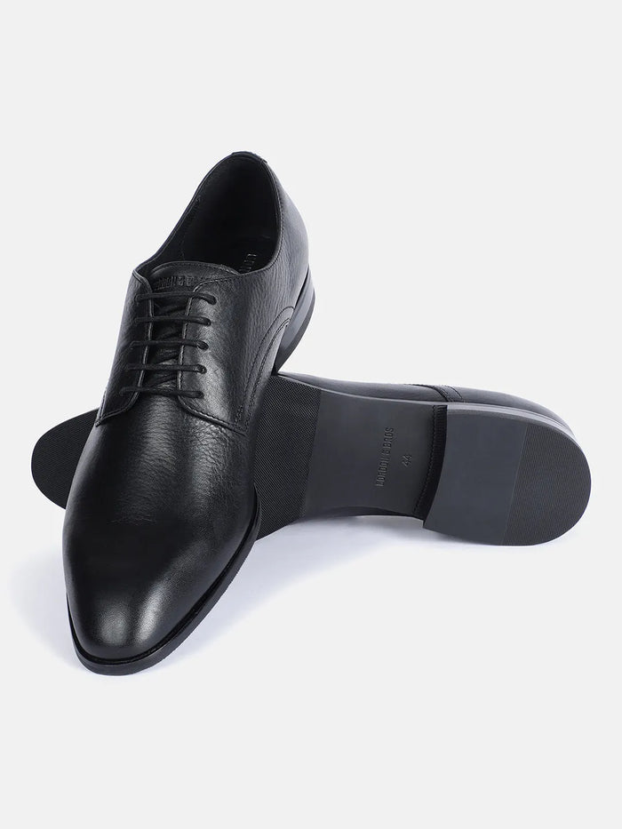 MILLED LEATHER DERBY SHOES | 636 MILLED BLACK HEAVY