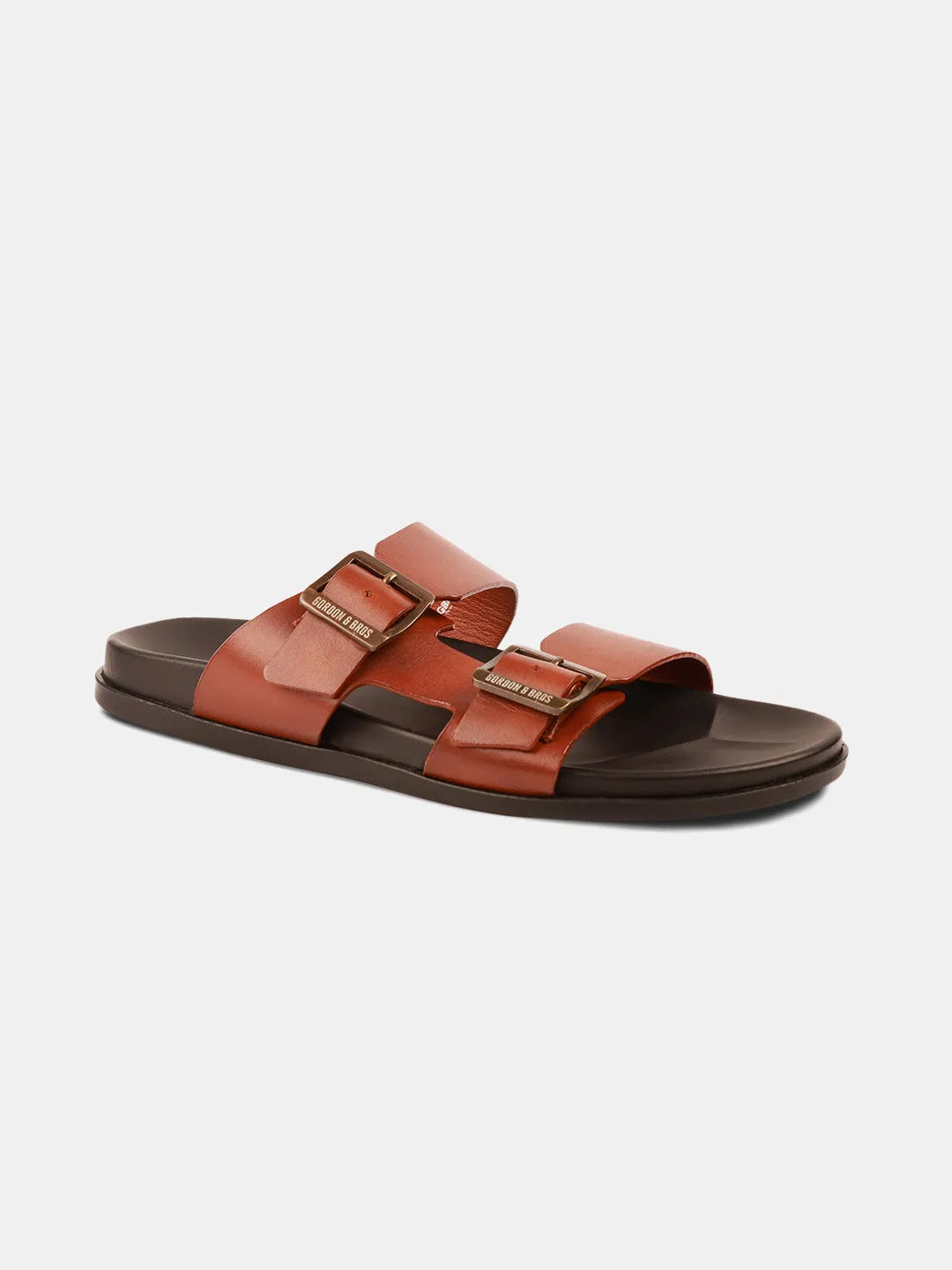 DOUBLE BUCKLE LEATHER SANDALS | 40 TAN