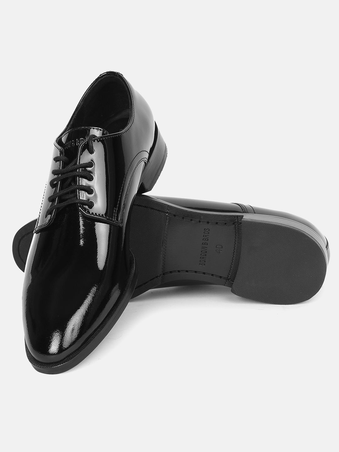 PATENT BLACK MEN PLAIN VAMP DERBY LACE UP SHOES | 625635 PATENT BLACK