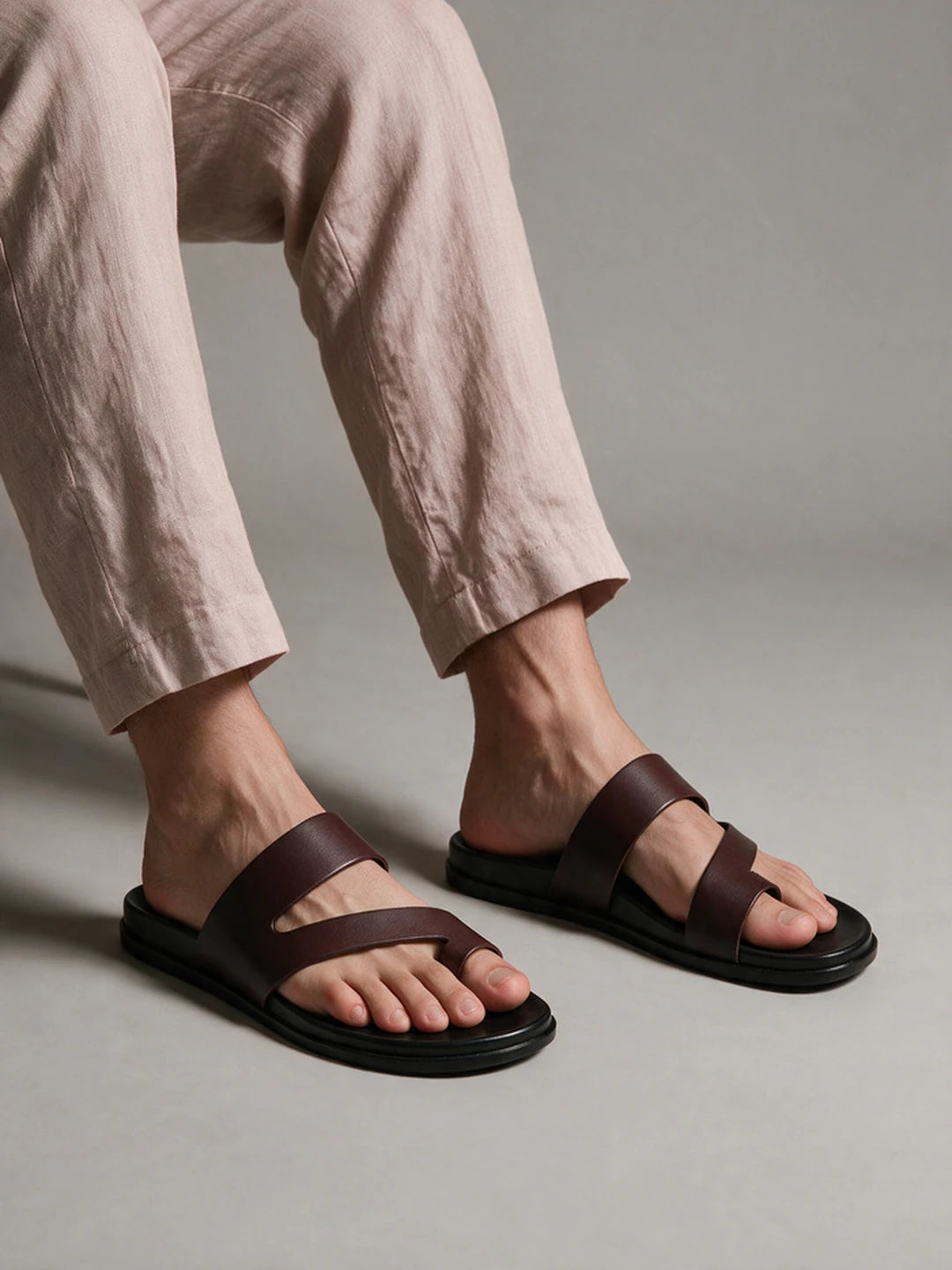 PREMIUM TOE LOOP SANDALS | 39 BURGUNDY